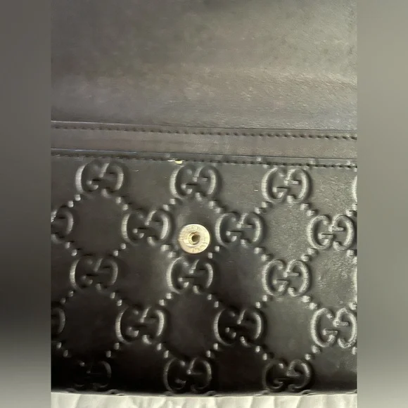GUCCI Micro Guccissima GG Pattern Long Bifold Wallet Leather Black Gold - Picture 10 of 16